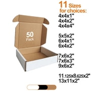 CH-BOX 50 Pack 4x4x1 Small Corrugated Box Mailers White for Shipping Mailing Packaging