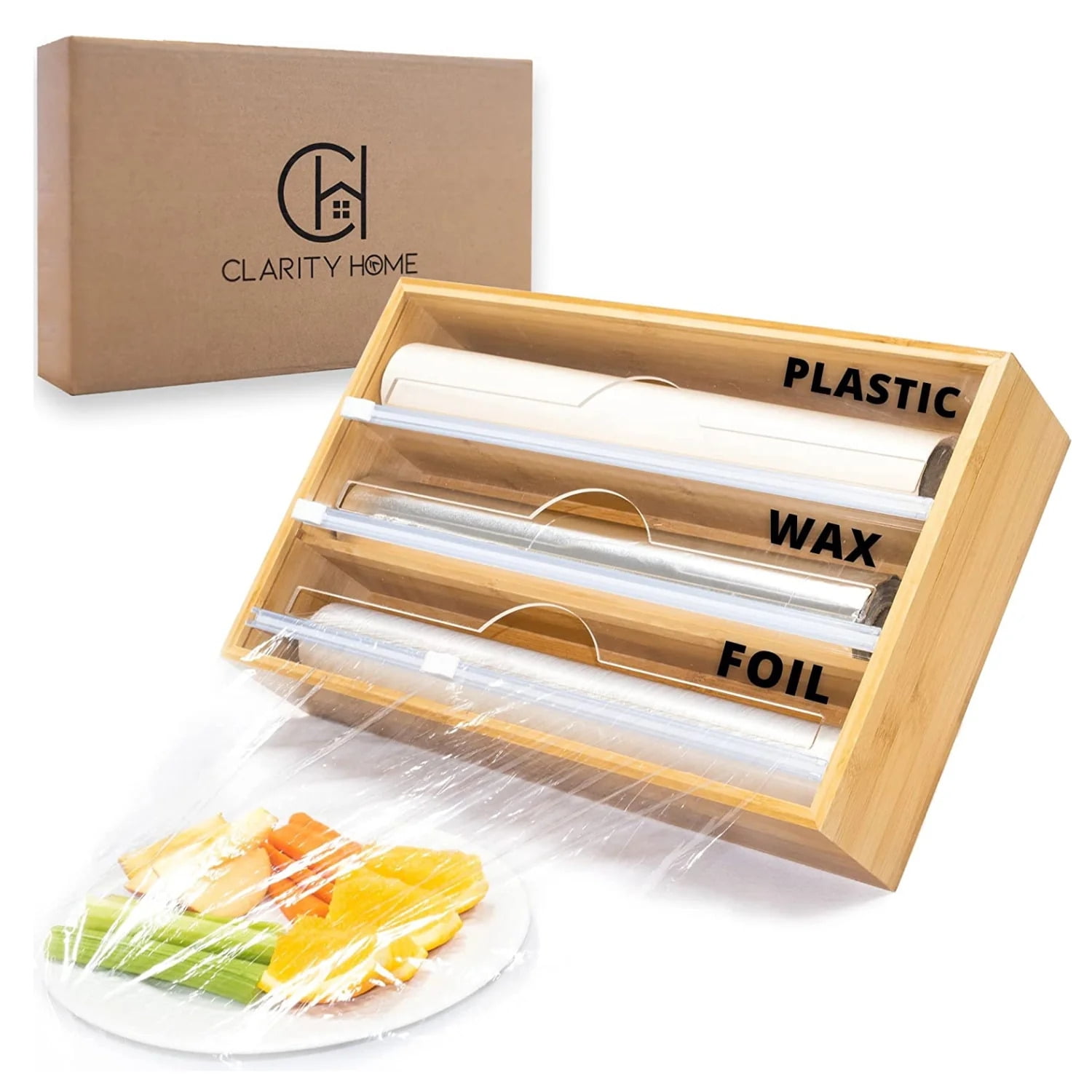 3 in 1 Foil and Plastic Wrap Organizer with Paper Towel Holder，Magnetic  Plastic