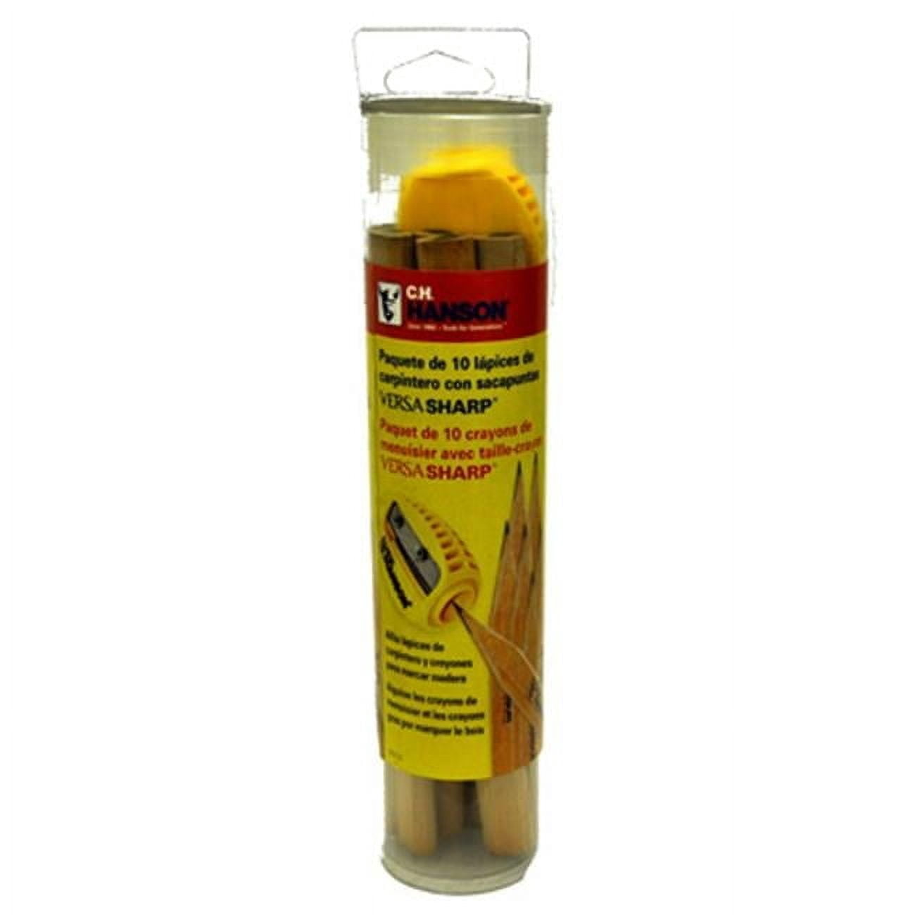 CH Hanson 00213 Medium Carpenter Pencils & Versa Sharp Sharpener- 10 Pack