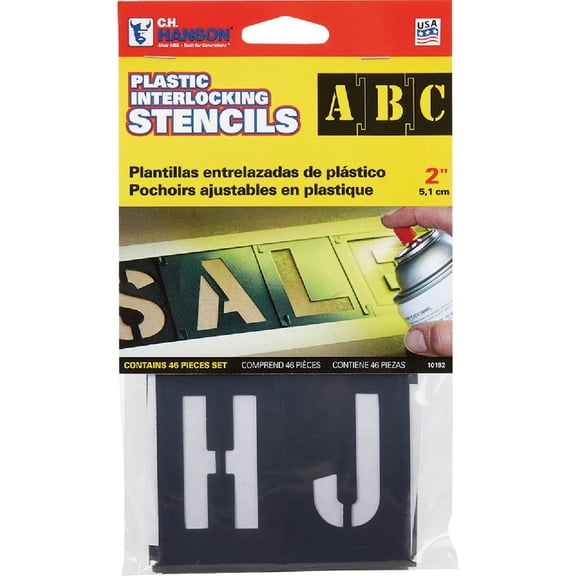 CH Hanson 10192 2" - 46 pc. Plastic Interlocking Stencil