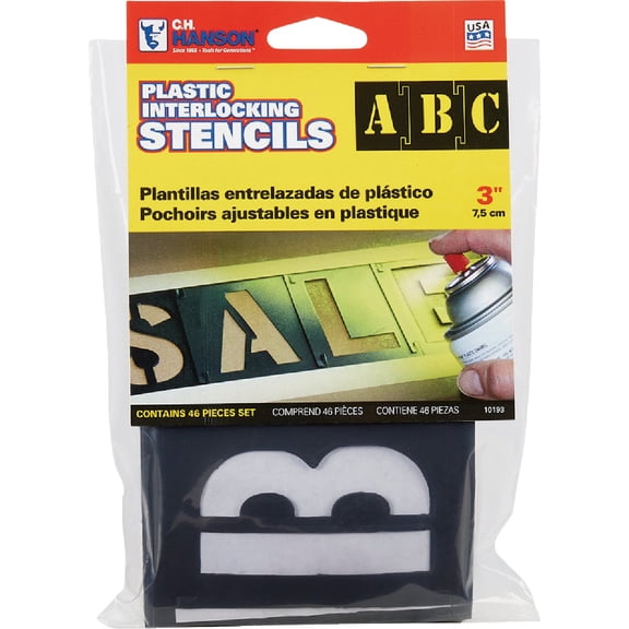 CH Hanson 10193 3" - 46 pc. Plastic Interlocking Stencil