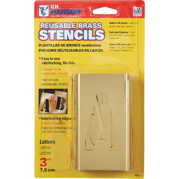 CH Hanson 10327 3" Stencil Letter Set 33 pc