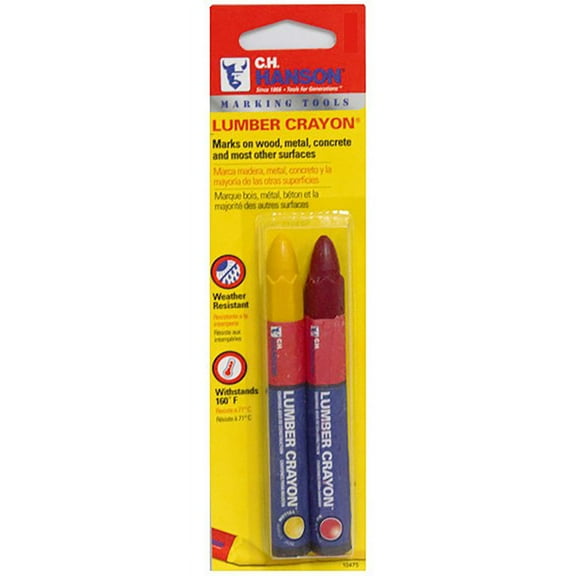 CH Hanson 2006894 4. in. Lumber Crayon Set, Red & Yellow - 2 Piece