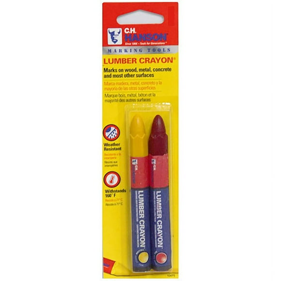 CH Hanson 2006894 4. in. Lumber Crayon Set, Red & Yellow - 2 Piece