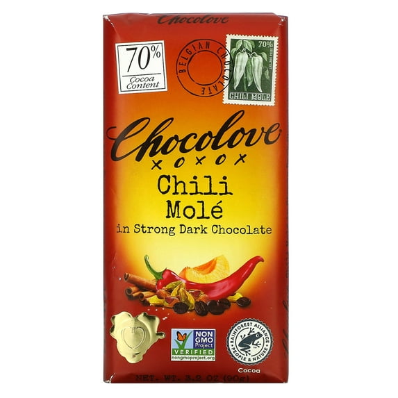 (Price/Case)Chocolove - Bar Chli Mole 70% Dark Chocolate - Case of 12-3.2 OZ