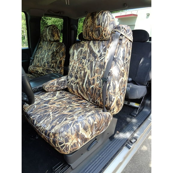 CH1 1999-2002 Chevy Avalanche, Silverado, GMC Sierra Crew Cab Front and Back Set. Front Electric Captain Chairs and Rear 60/40 with Integrated Armrest. In Camo Endura