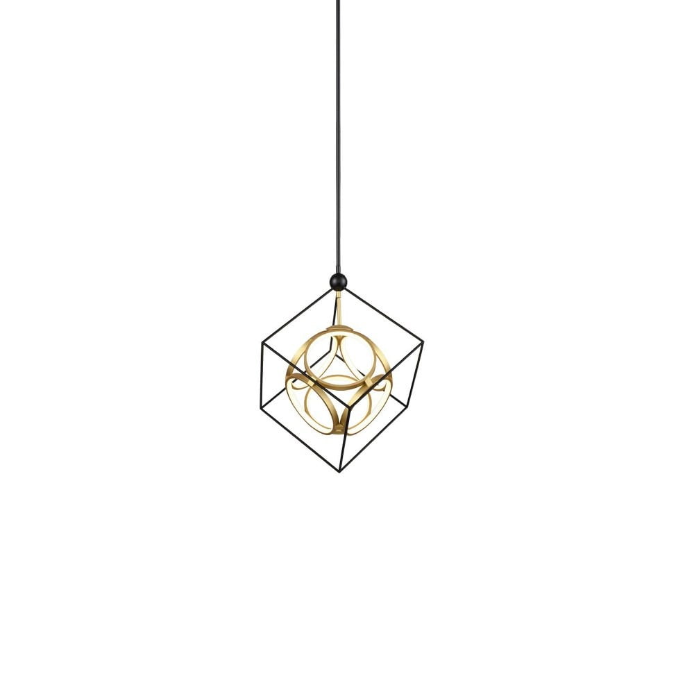 Monza Antique Brass & Black LED Chandelier 26.38" H x 20" W