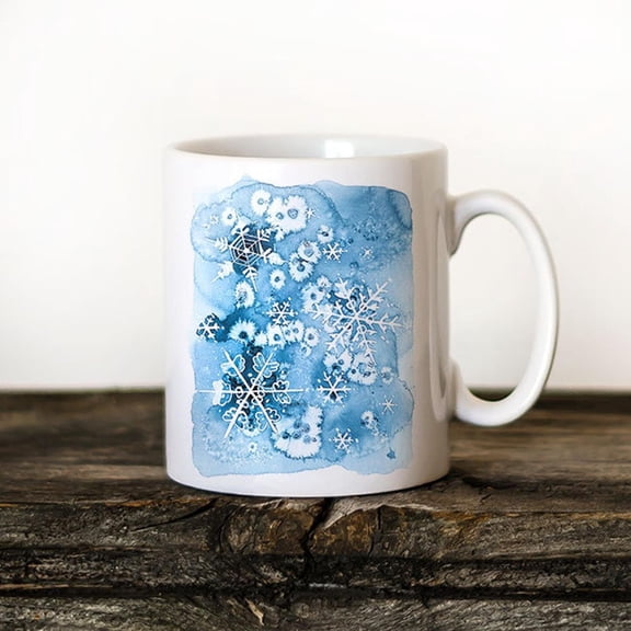 CH1Ristmas Snowflakes mug, abstract snow coffee cup, hohocolate mug, Xmas gift mug