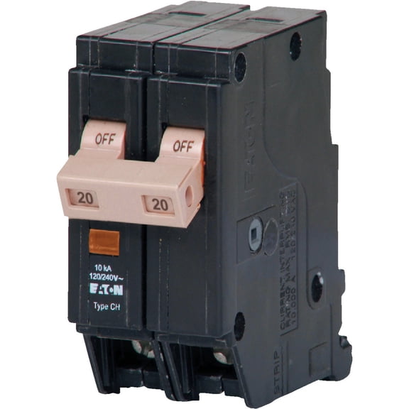 Cutler-Hammer CH Circuit Breaker 2-Pole 20-Amp - Black — Heavy-Duty Construction, Professional Use