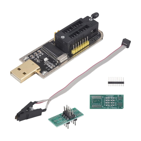 CH341A 24 25 Series EEPROM Flash BIOS USB Programmer Module + SOIC8 SOP8 Test Clip for EEPROM 93CXX / 25CXX / 24CXX