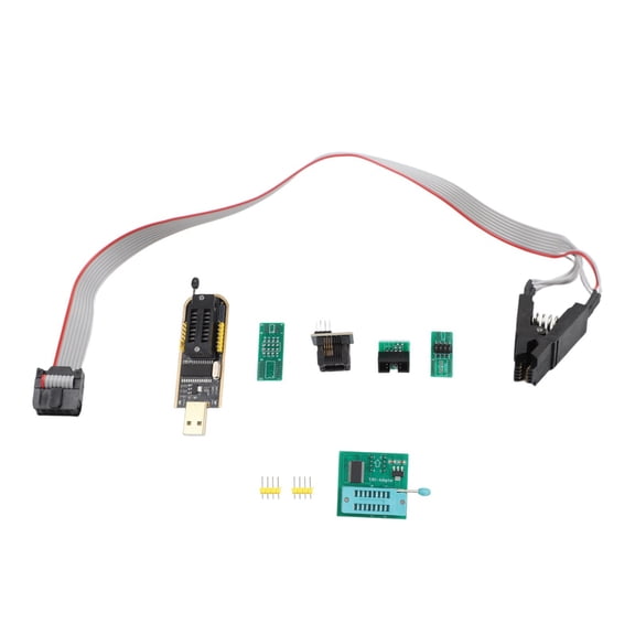 CH341A Programmer Kit For 24/25 Series For EEPROM & For BIOS Flash, SOP8 Test Clip & For SOIC8 To DIP8 Adapter, USB 2.0 Device For Motherboard Router Repair On for Windows