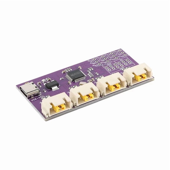 CH344 USB-C 4-Channel TTL Serial Module, 6Mbps High-Speed, 4 TTL Ports, PCB+Plastic, /DTR Not Soldered