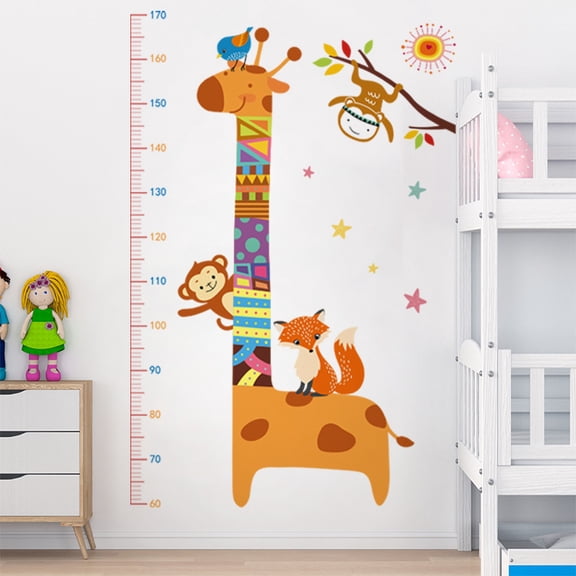 CH39061AB Cartoon Giraffe Growth Chart Wall Decal for Kids Room, Baby Height Measurement & Decorative Sticker