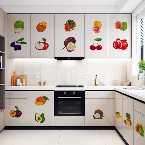 CH46076 Fruit Party Creative Kitchen Cabinet Decor Refrigerator Door Decorative Self-Adhesive Wall Sticker to Cover Blemishes