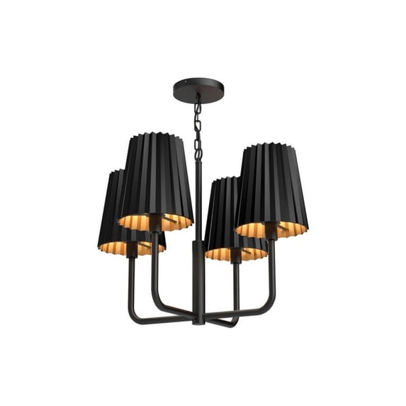 CH528423MB-Alora Lighting-Plisse - 4 Light Chandelier-16.88 Inches Tall and 22.5 Inches Wide-Matte Black Finish -Traditional Installation