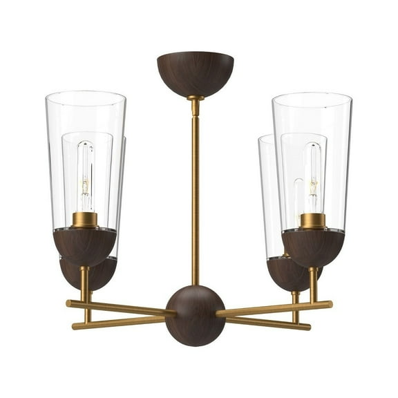 CH542324AGWT-Alora Lighting-Emil - 4 Light Chandelier-14.88 Inches Tall and 25 Inches Wide-Aged Gold/Walnut Finish