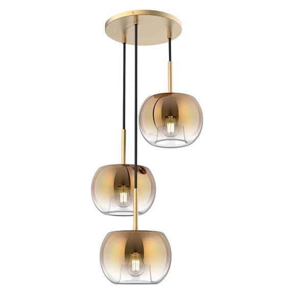 CH57514-BG/CP-Kuzco Lighting-Samar - 3 Light Chandelier-10.38 Inches Tall and 14 Inches Wide-Brushed Gold Finish