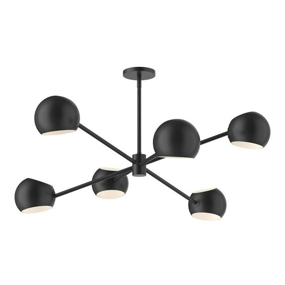 CH648637MB-Alora Lighting-Willow - 6 Light Chandelier-13 Inches Tall and 37 Inches Wide Matte Black Finish