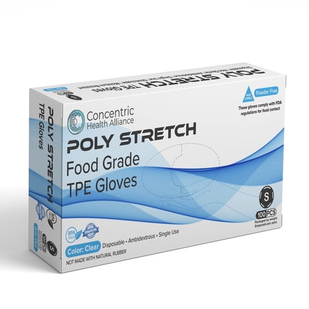 CHA Poly Stretch Food Grade TPE Glove, 100 Count
