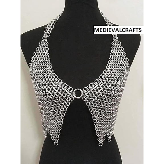 CHAINMAIL ALUMINIUM BUTTED ROUND RINGS BRA/TOP/BLOUSE UNIQUE ITEM FOR GIFT WOMAN/GIRLFRIEND