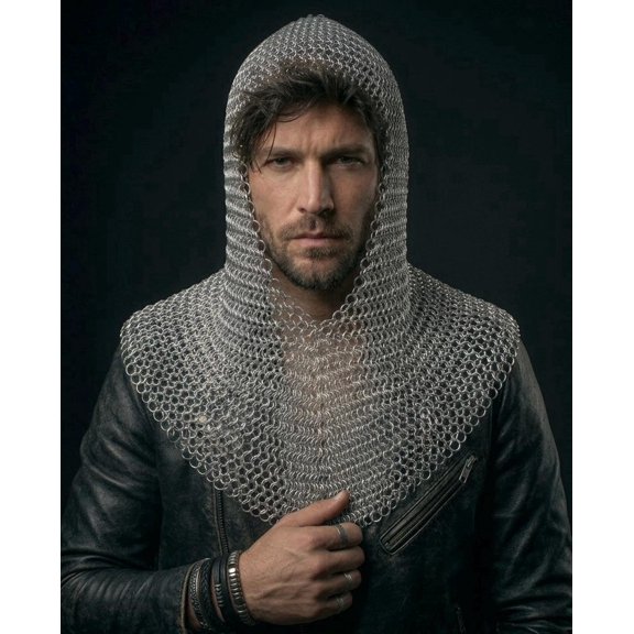 Tajdaar Handmade Chainmail Metal Headpiece Medieval Coif, Outfit Sets Unisex Adult Free Size