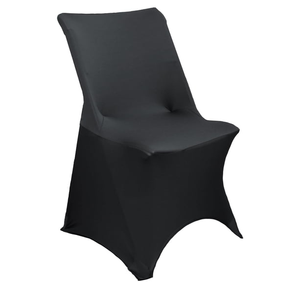 Your Chair Covers Stretch Fabric Solid Print Stretch Spandex Lifetime Folding Chair Slipcovers, Black