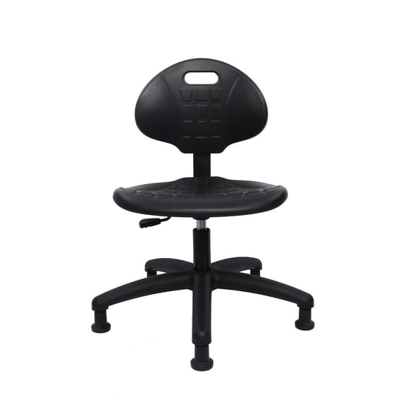 CHAIR MASTER-Black Polyurethane Low Desk Chair-Seat Height 15.5"-20.5" with Glides