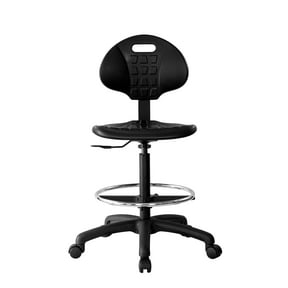 CHAIR MASTER-Black Polyurethane Tall Drafting Stool - Seat Height 23"-33" with Footring