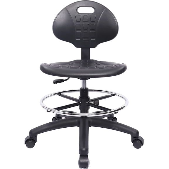 CHAIR MASTER Drafting Stool - Easy to Clean! Ergonomic Polyurethane Chair. Seat Height Adjustable w/Heavy Duty Footring for Home, Automotive, Lab, Cleanroom (Standard Casters, Medium Stool)