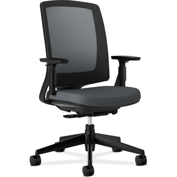 HON Lota Series Mesh Mid-Back Work Chair, Charcoal Fabric, Black Base -HON2281VA19T