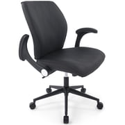 CHAIRMAN  Premium Faux Leather Padded Mid-Back Adjustable-Height/Tilt, Swivel Office Computer Desk Chair with Flip-up Arms, Ergo Design for Sedentariness, Black