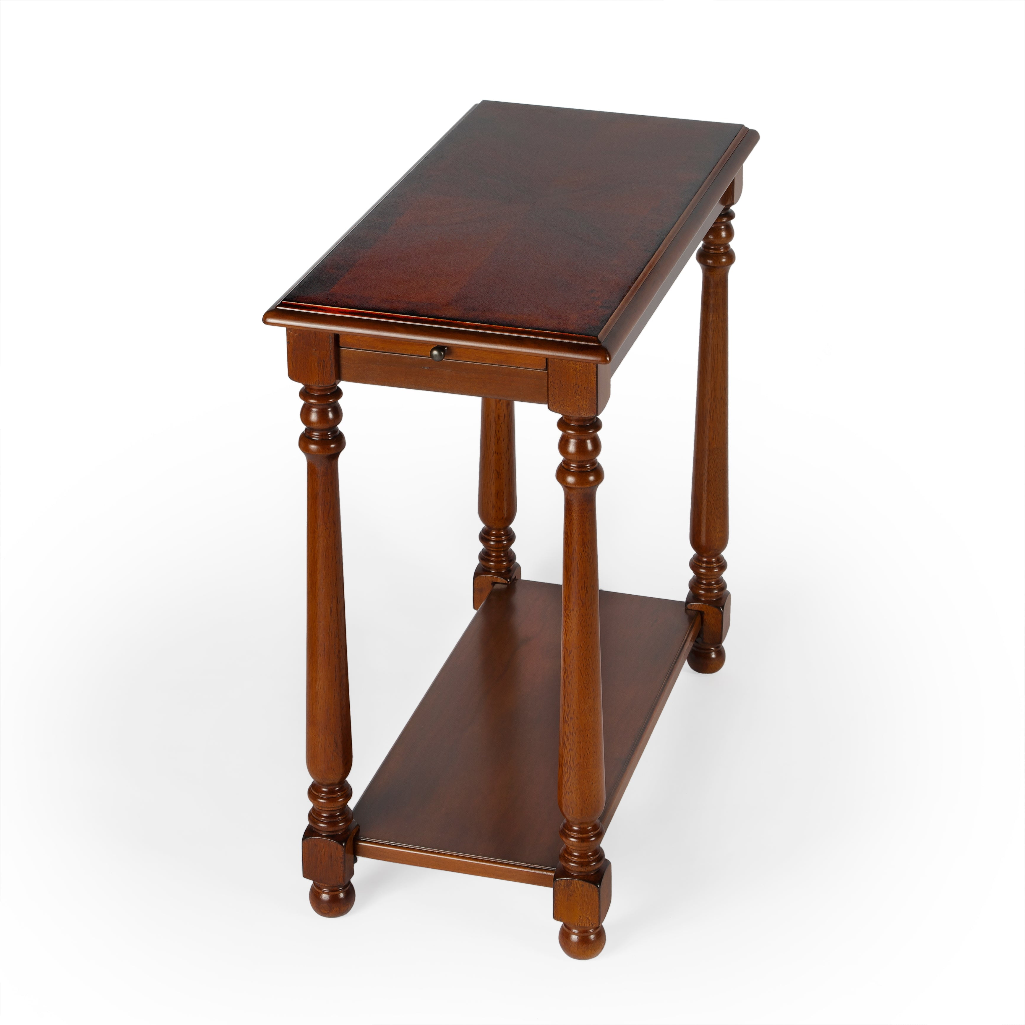 Devane Olive Ash Burl Rectangular Side Table with Storage