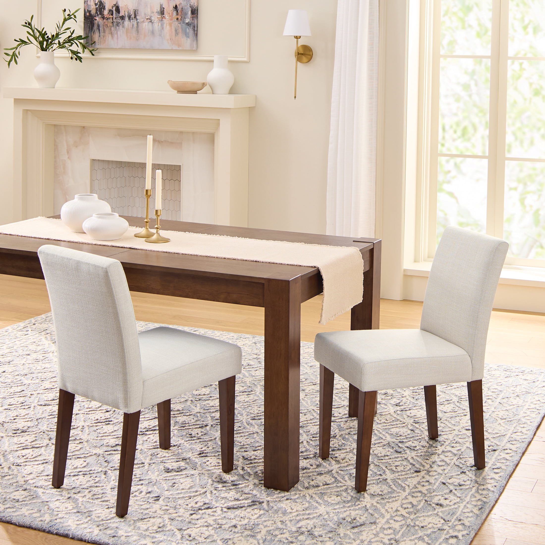 Better Homes & Gardens Canton Parsons Chair Set, Walnut, White, 2 Pack