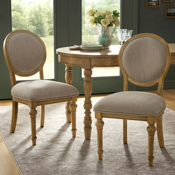 The Pioneer Woman Willa Rounded Back Dining Chairs, Set of 2, Heirloom Wheat Finish
