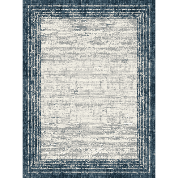 CHAKME 48"x60" Navy Blue Distressed Border Desk Chair Mat, Anti Slip Low Pile for Hardwood/Tile Floor