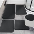 thumbnail image 1 of CHAKME 5 Pcs Bathroom Rugs Set Non Slip Absorbent Machine Washable Large 20"x46" & 32"x20" Long 24"x17" Small 18"x16" U Shaped 24"x20" Memory Foam Toilet Mat, Zen Garden Ripple black, 1 of 6