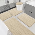 thumbnail image 1 of CHAKME 5 Piece Bathroom Rug Set Non Slip Ultra Absorbent Machine Washable Memory Foam Large 20"x46" & 32"x20" Long 24"x17" Small 18"x16" U Shape Contour 24"x20" Toilet Mat Ocean Ripple beige, 1 of 8