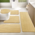 thumbnail image 1 of CHAKME 5 Piece Bathroom Rug Set Non Slip Ultra Absorbent Machine Washable Memory Foam Large 20"x46" & 32"x20" Long 24"x17" Small 18"x16" U Shape Contour 24"x20" Toilet Mat Ocean Ripple coffee, 1 of 8