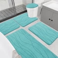 thumbnail image 1 of CHAKME 5 Piece Bathroom Rug Set Non Slip Ultra Absorbent Machine Washable Memory Foam Large 20"x46" & 32"x20" Long 24"x17" Small 18"x16" U Shape Contour 24"x20" Toilet Mat Ocean Ripple blue, 1 of 8