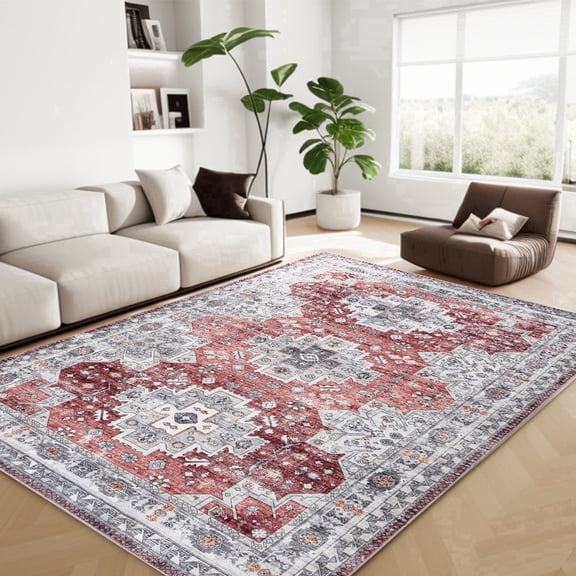 CHAKME 5'x7' Area Rugs Living Room Bedroom Ultra Thin Soft Washable Oriental Vintage Floral Carpet Distressed Rug Indoor Room Dorm Home Carpets Decor，Mul