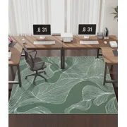 CHAKME Hardwood Floor Office Chair Mat, Non Slip Washable Floor Protector Desk Chair, 48" x 72", Sage Green Botanical Line Art