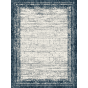 CHAKME Navy Blue Distressed Office Chair Mat 3'x4' Non Slip Washable Easy Glide Carpet Protector Hardwood Floor Rustic Border Desk Chair Rug