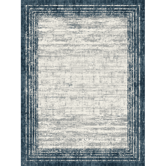 CHAKME Navy Blue Distressed Office Chair Mat 3'x4' Non Slip Washable Easy Glide Carpet Protector Hardwood Floor Rustic Border Desk Chair Rug