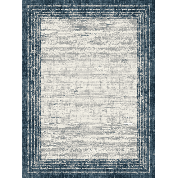 CHAKME Navy Blue Distressed Office Chair Mat 3'x4' Non Slip Washable Easy Glide Carpet Protector Hardwood Floor Rustic Border Desk Chair Rug