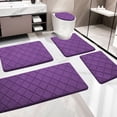 thumbnail image 1 of CHAKME Non Slip Machine Washable 5 Piece Bath Rug Set Memory Foam Ultra Absorbent Large 20"x46" & 32"x20" Long 24"x17" Small 18"x16" U Shape Contour 24"x20" Bathroom Mat Rustic Lattice purple, 1 of 8