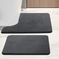 thumbnail image 1 of CHAKME Non Slip Memory Foam Bath Rug Set Ultra Absorbent Machine Washable Quick Dry Bathroom Floor Mat U Shape Toilet,2U Dark gray, 1 of 3