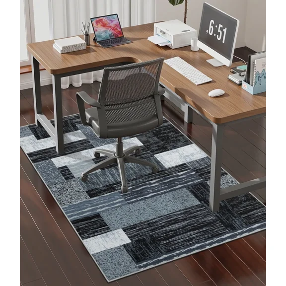 CHAKME Patchwork Chair Mat Hardwood Floor 36 x 48 Non Slip Washable Office Chair Mat Desk Chair Floor Protector