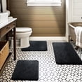 thumbnail image 1 of CHAKME Set of 3 Absorbent Memory Foam Bath Mat Set Bathroom Rugs, Interlocking Spirals BLACK, Large 20"x32", Small 17"x24", Contour 24"x20", 1 of 8