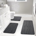 thumbnail image 1 of CHAKME Set of 3 Absorbent Memory Foam Bath Mat Set Bathroom Rugs, Ocean Ripple Dark gray, Large 20"x32", Small 17"x24", Contour 24"x20", 1 of 8