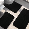thumbnail image 1 of CHAKME Set of 3 Absorbent Memory Foam Bath Mat Set Bathroom Rugs, Ocean Ripple black, Large 20"x32", Small 17"x24", Contour 24"x20", 1 of 8